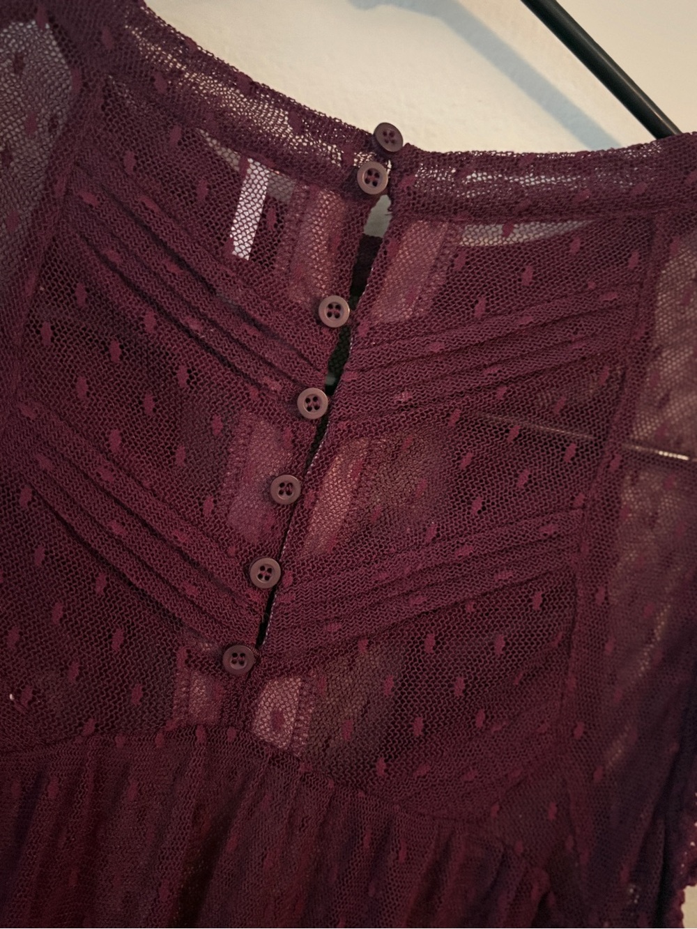 Free People Lace Mesh Sleeveless Top in Burgundy - Picture 4 of 5